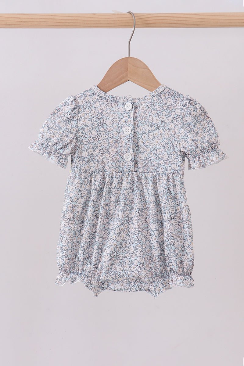 Floral bunny smocked bubble - Abbies Place