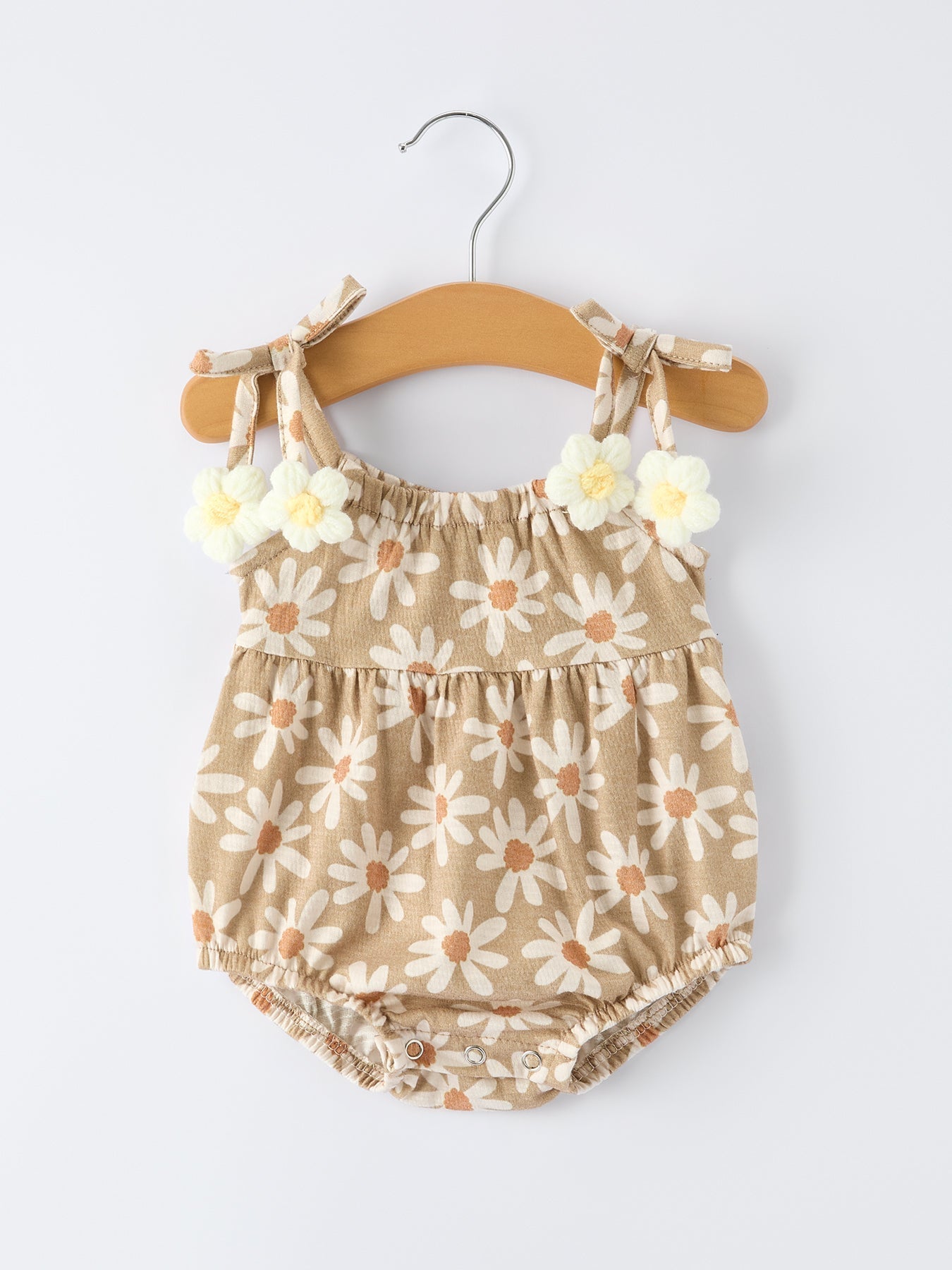 Floral Daisy Baby Girl Spaghetti Strap Romper - Abbies Place