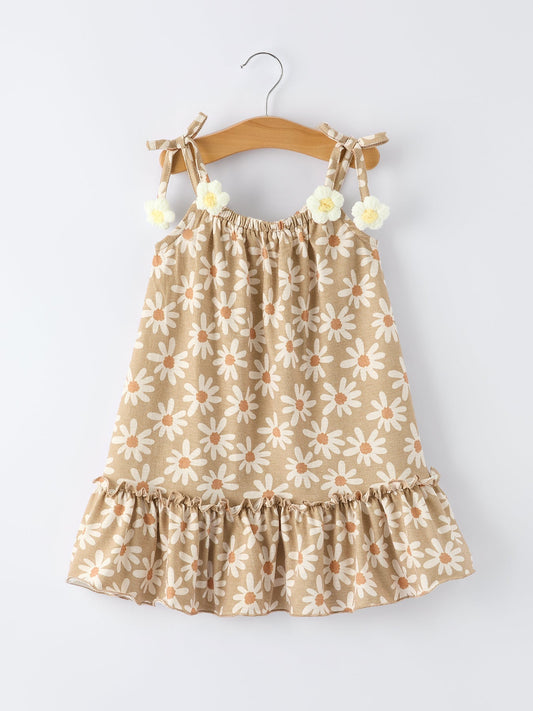 Floral Daisy Girl Spaghetti Strap Dress - Abbies Place
