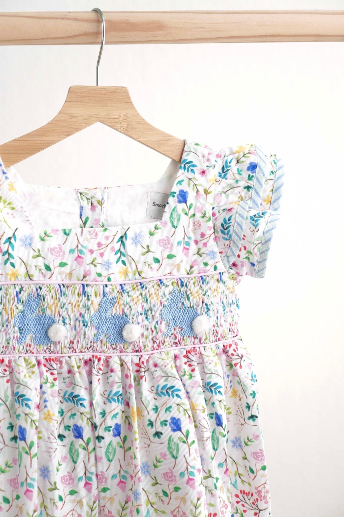 Floral easter bunny hand-smocked dress - Abbies Place