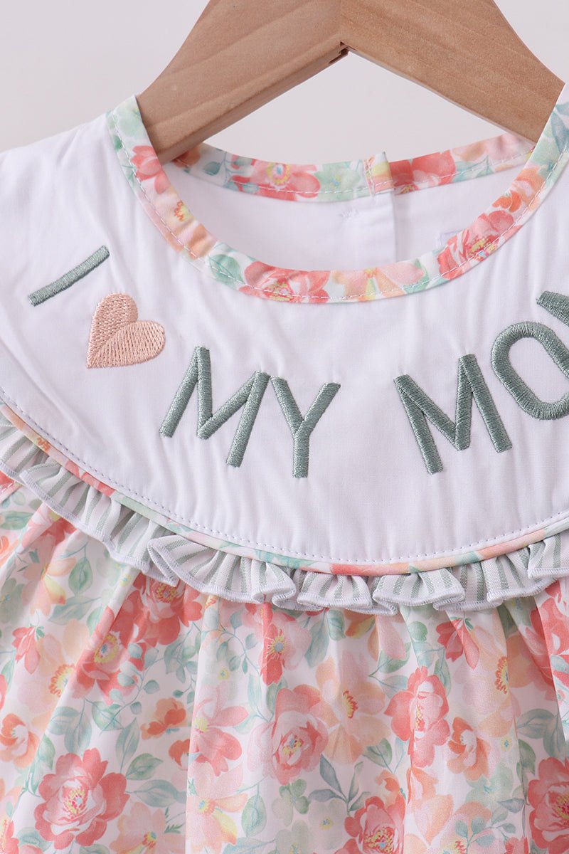 Floral I love my mom embroidery dress - Abbies Place