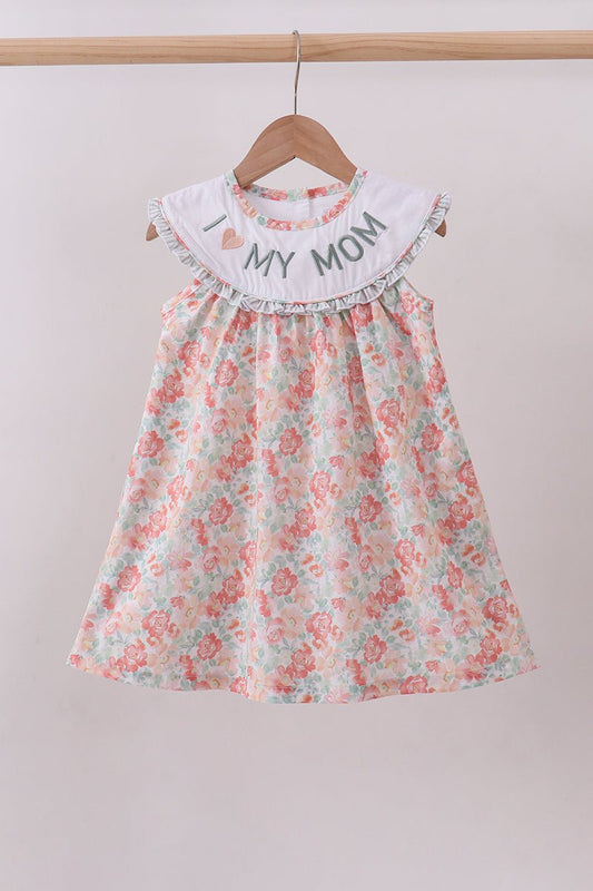 Floral I love my mom embroidery dress - Abbies Place