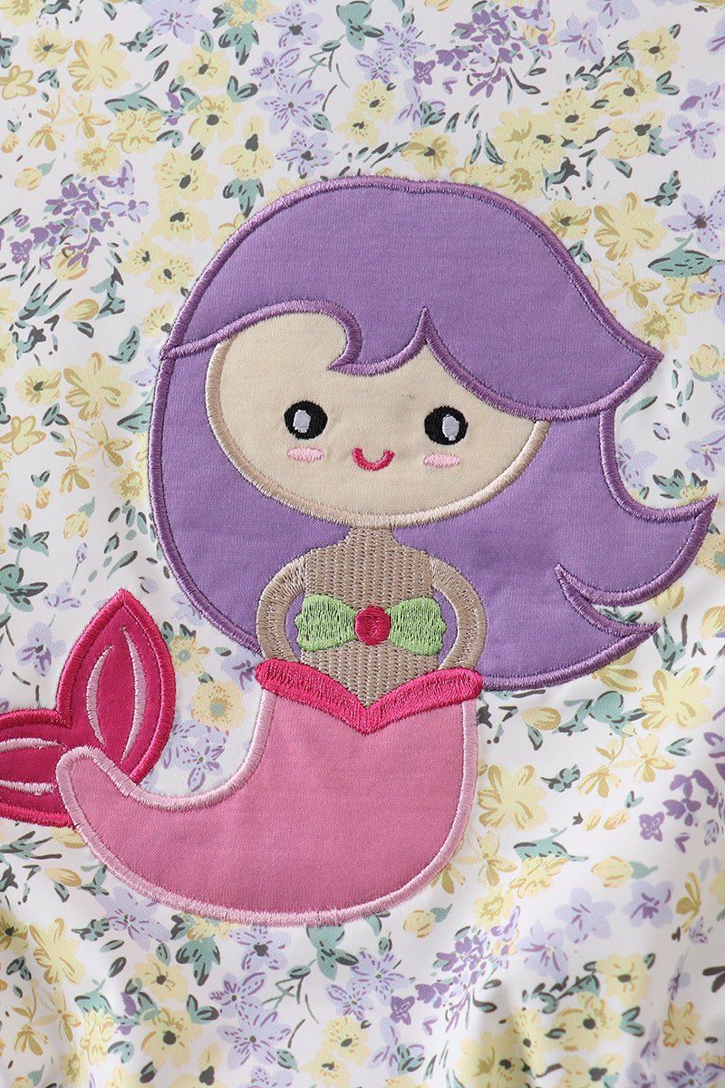 Floral mermaid applique rashguard - Abbies Place