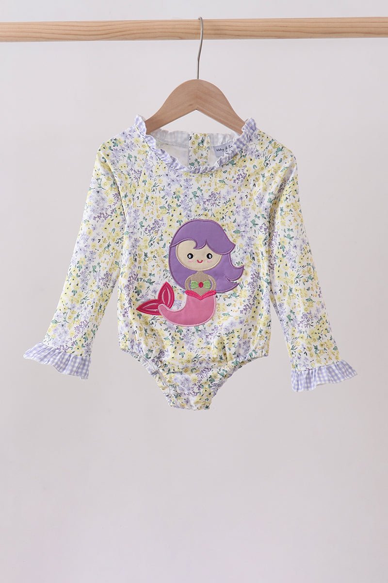 Floral mermaid applique rashguard - Abbies Place