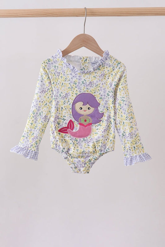 Floral mermaid applique rashguard - Abbies Place