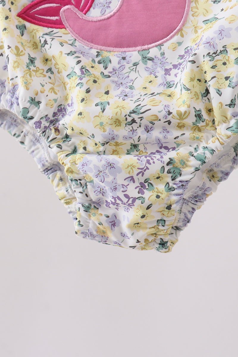 Floral mermaid applique rashguard - Abbies Place