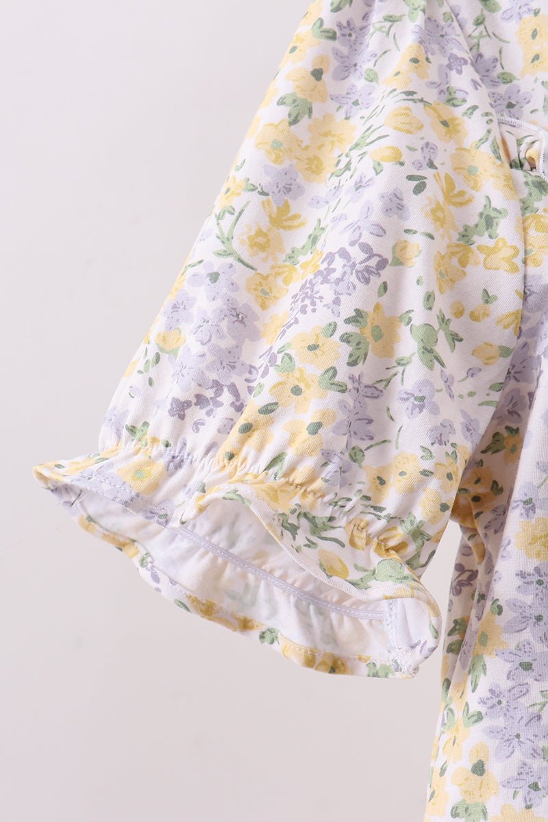 Floral print puff sleeve tiered dress - Abbies Place