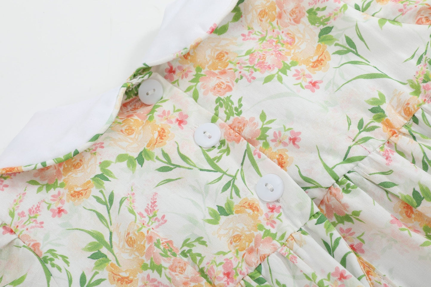 Floral Smocked Collared Bubble Romper - Abbies Place