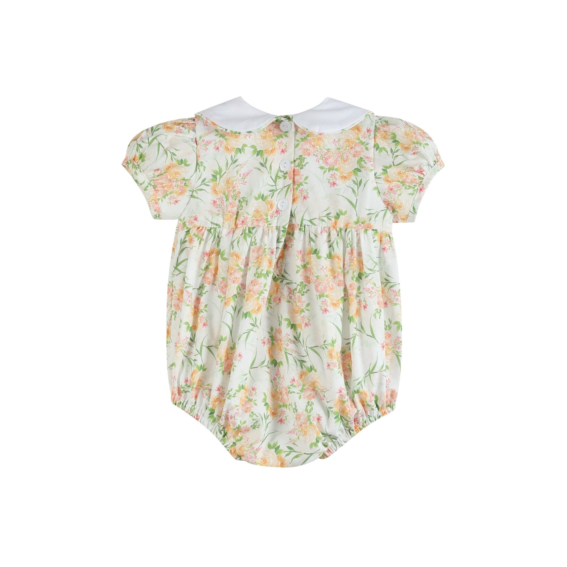 Floral Smocked Collared Bubble Romper - Abbies Place
