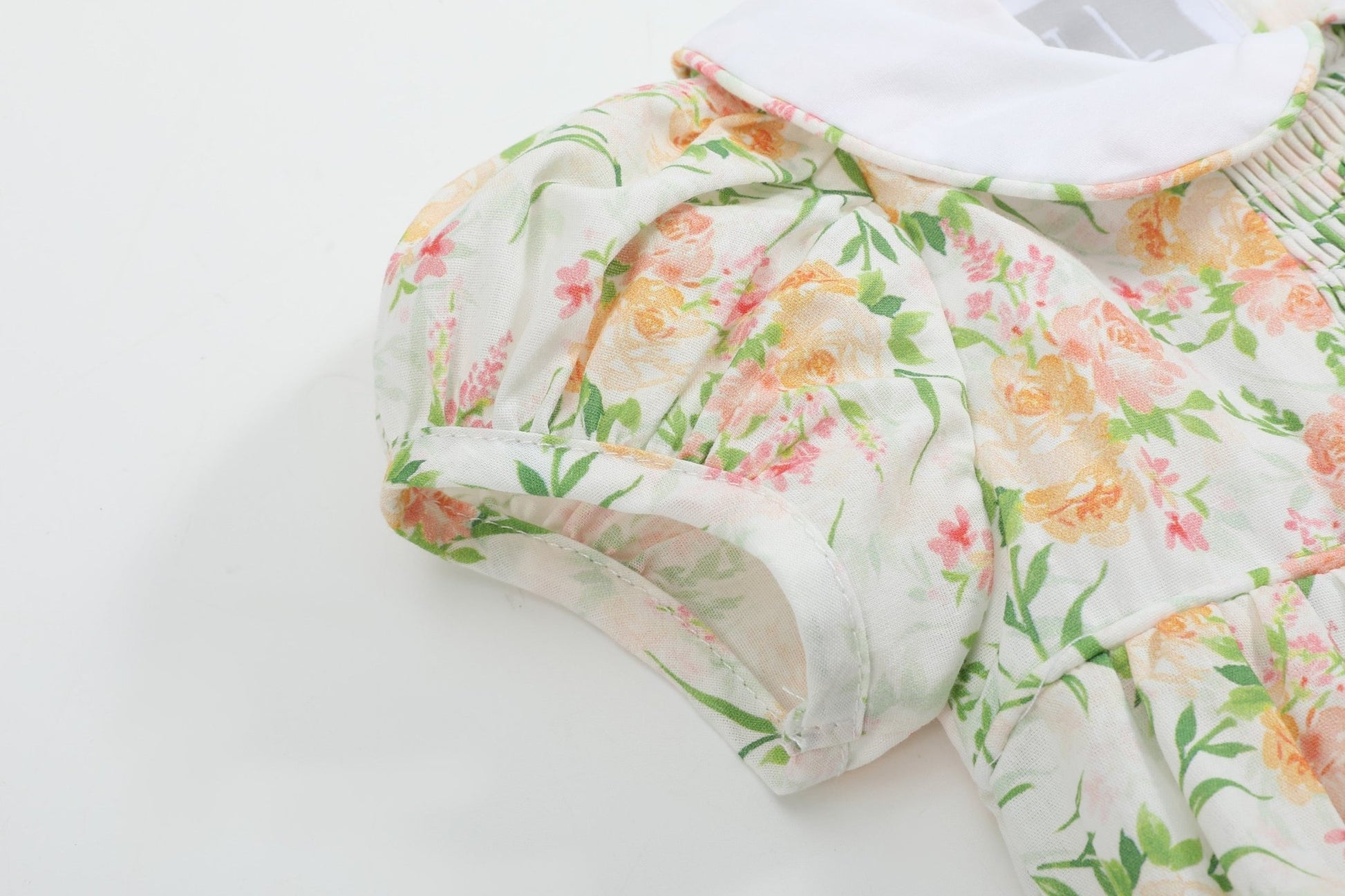 Floral Smocked Collared Bubble Romper - Abbies Place
