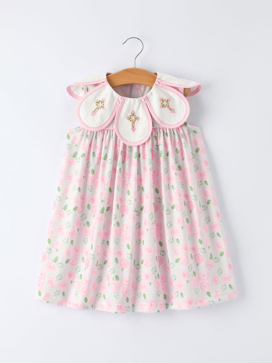 Floral Smocked Petal Peter Pan Collar Dress - Abbies Place