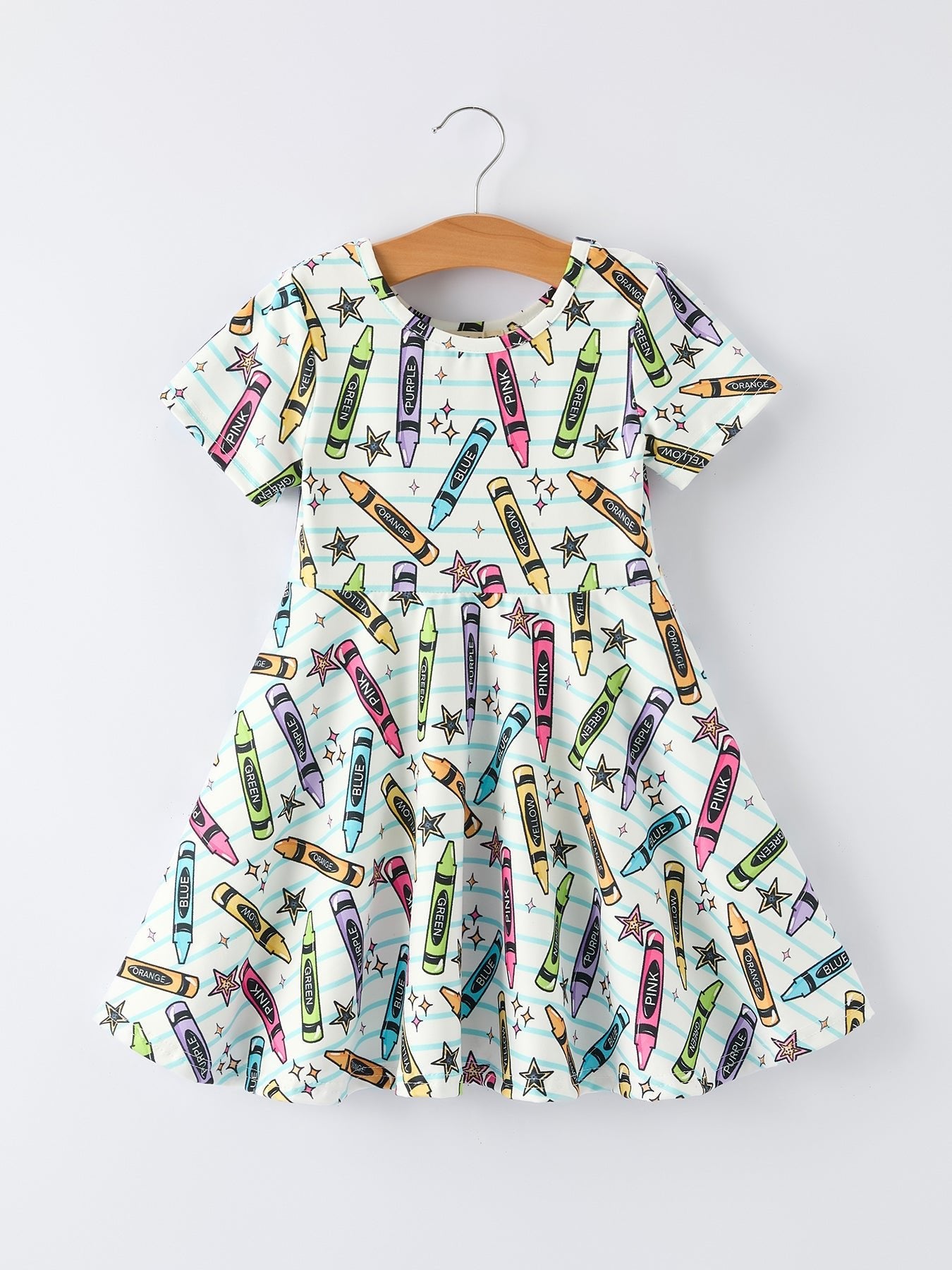 Girl Back To School Pencil Print Dress - Abbies Place
