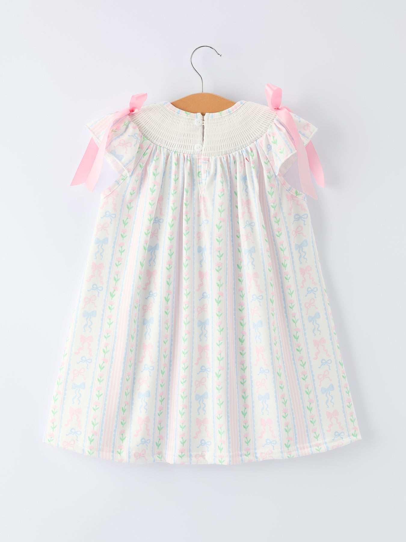 Girl Bow Stripe Smocked Dress - Abbies Place