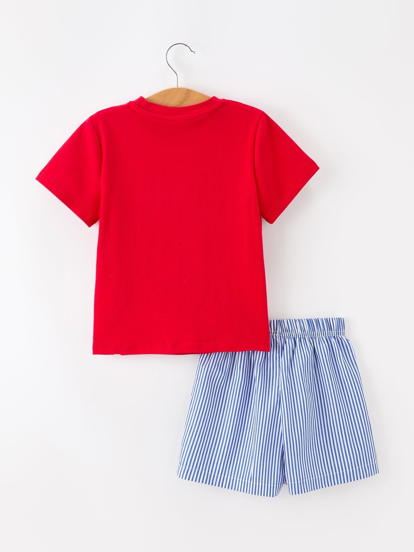 Girls 4th of July Flag Outfit Set Embroidery Plaid - Abbies Place
