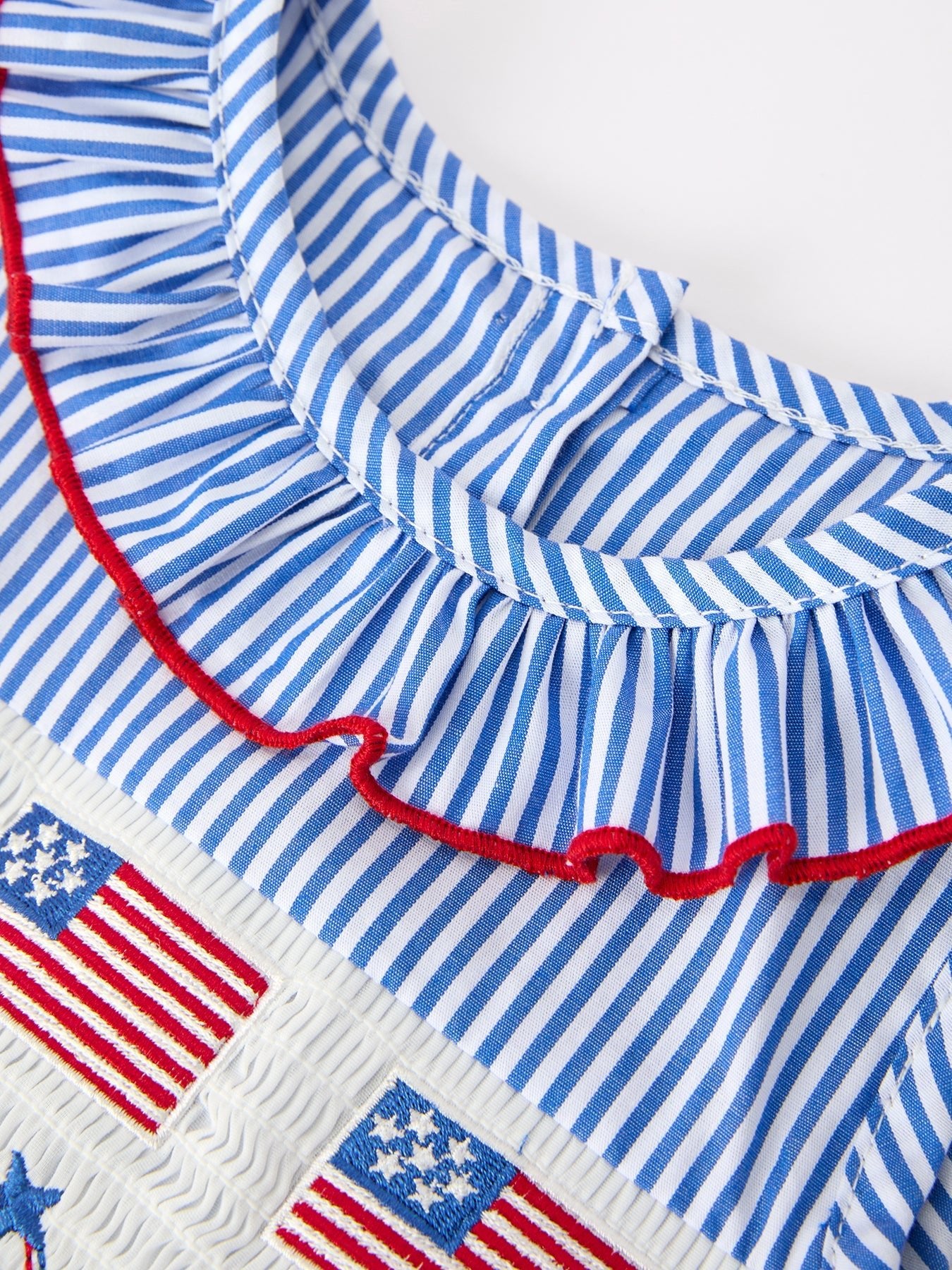 Girls 4th of July Twirl Dress Bow Smocked Embroidery - Abbies Place