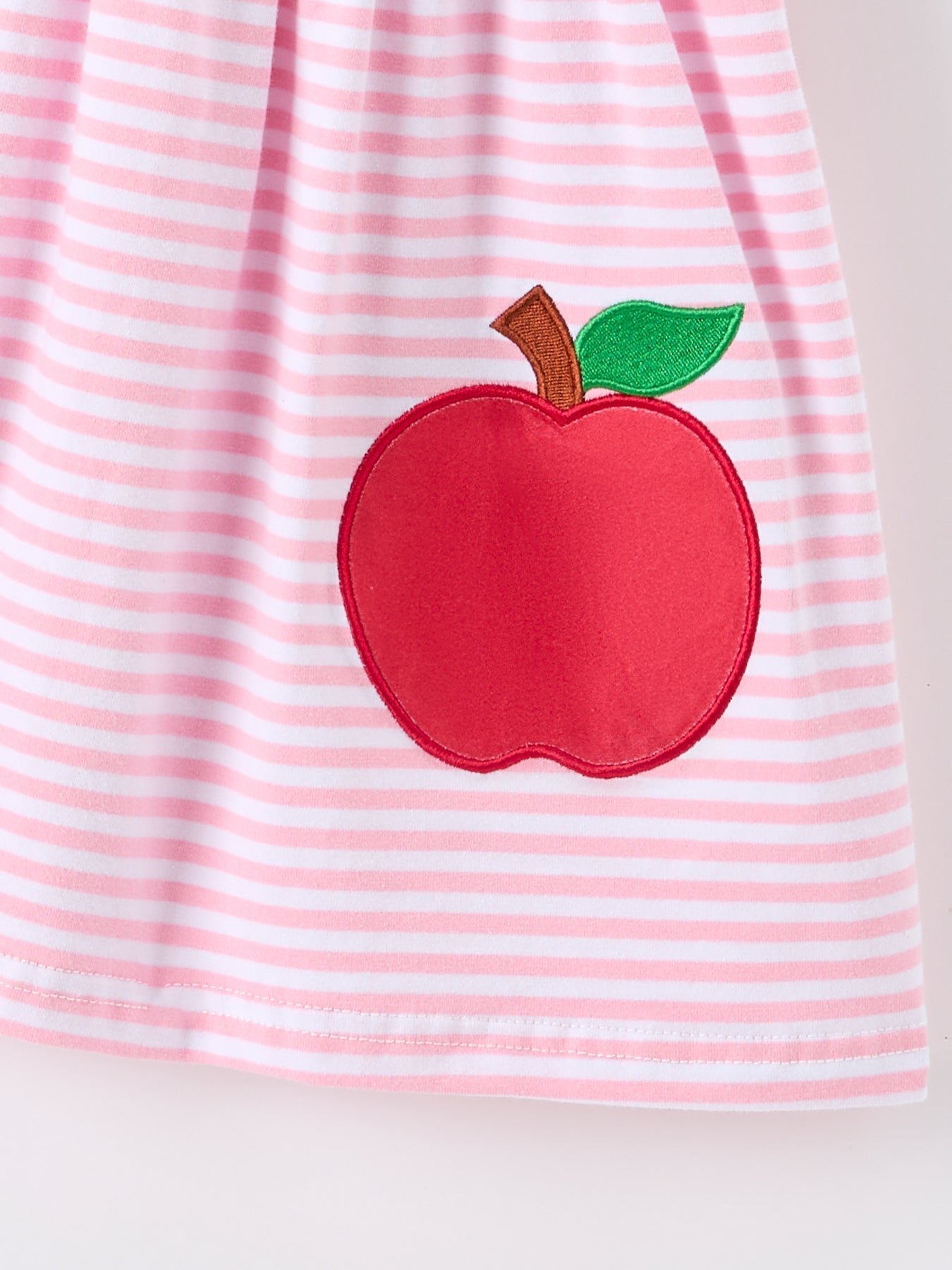 Girls Back To School Apple Applique Twirl Dress Ruffle Petal Collar - Abbies Place