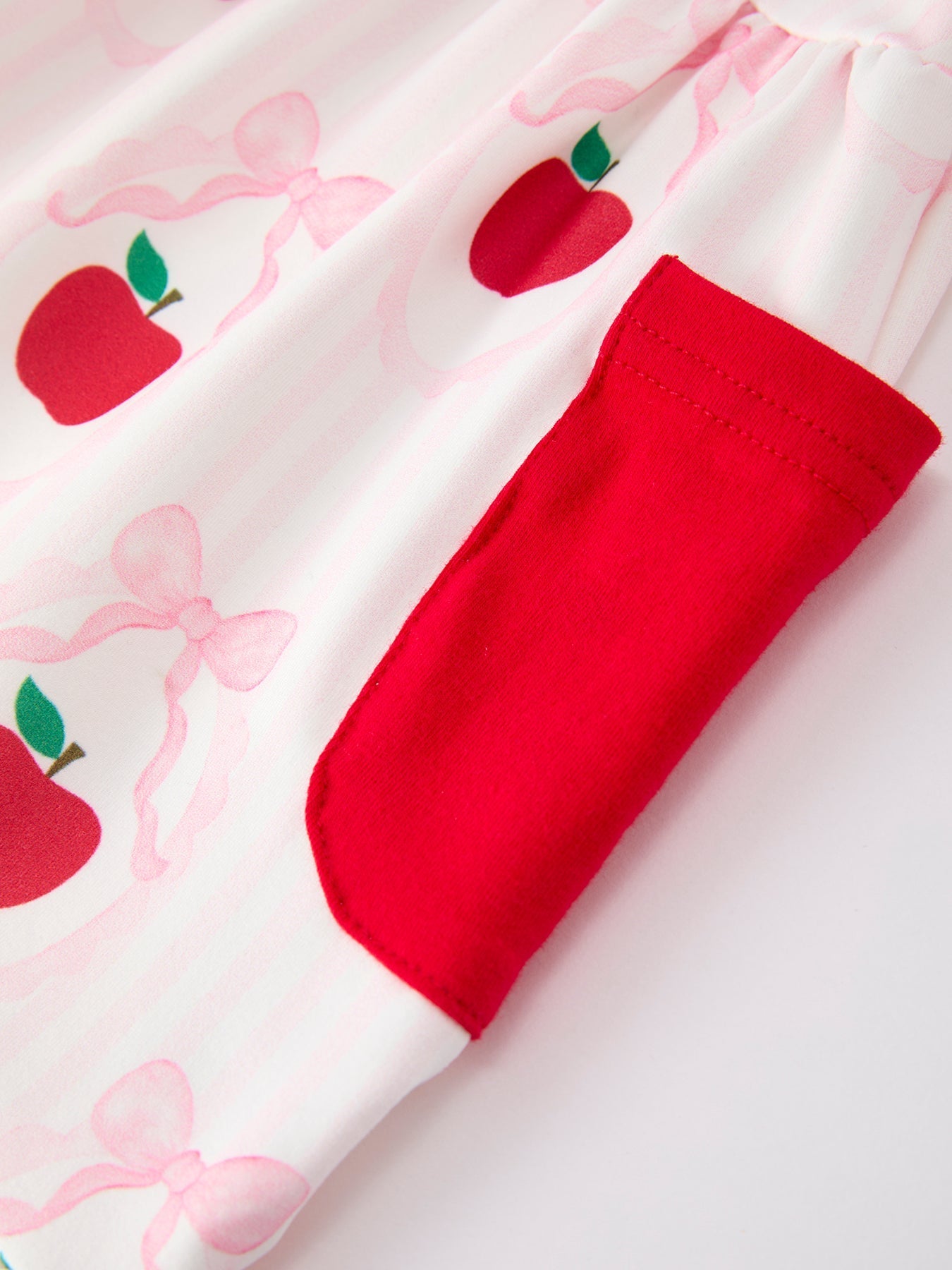 Girls Back To School Apple Bow Pocket Ruffle Top Shorts Set - Abbies Place