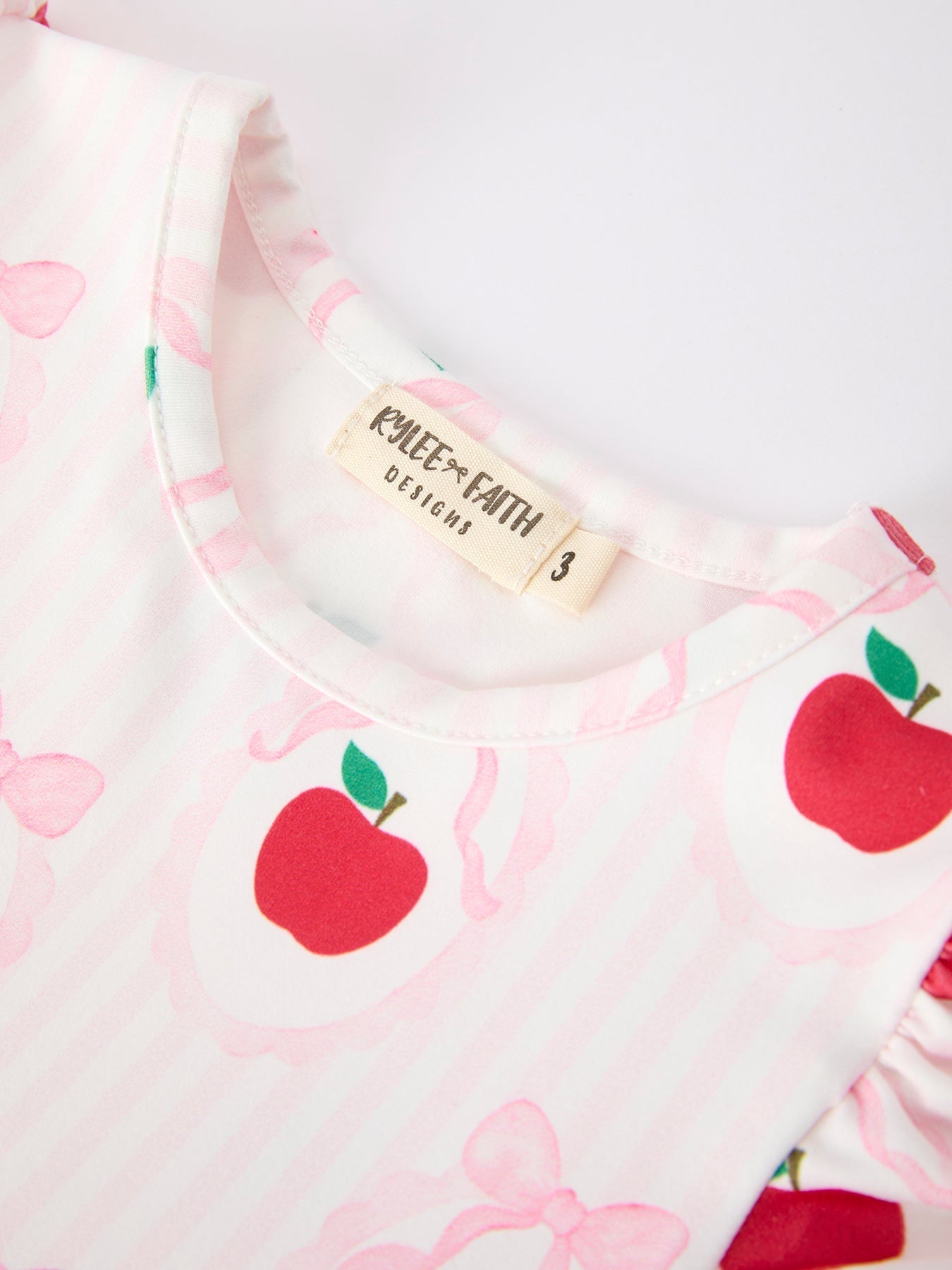 Girls Back To School Apple Bow Pocket Ruffle Top Shorts Set - Abbies Place