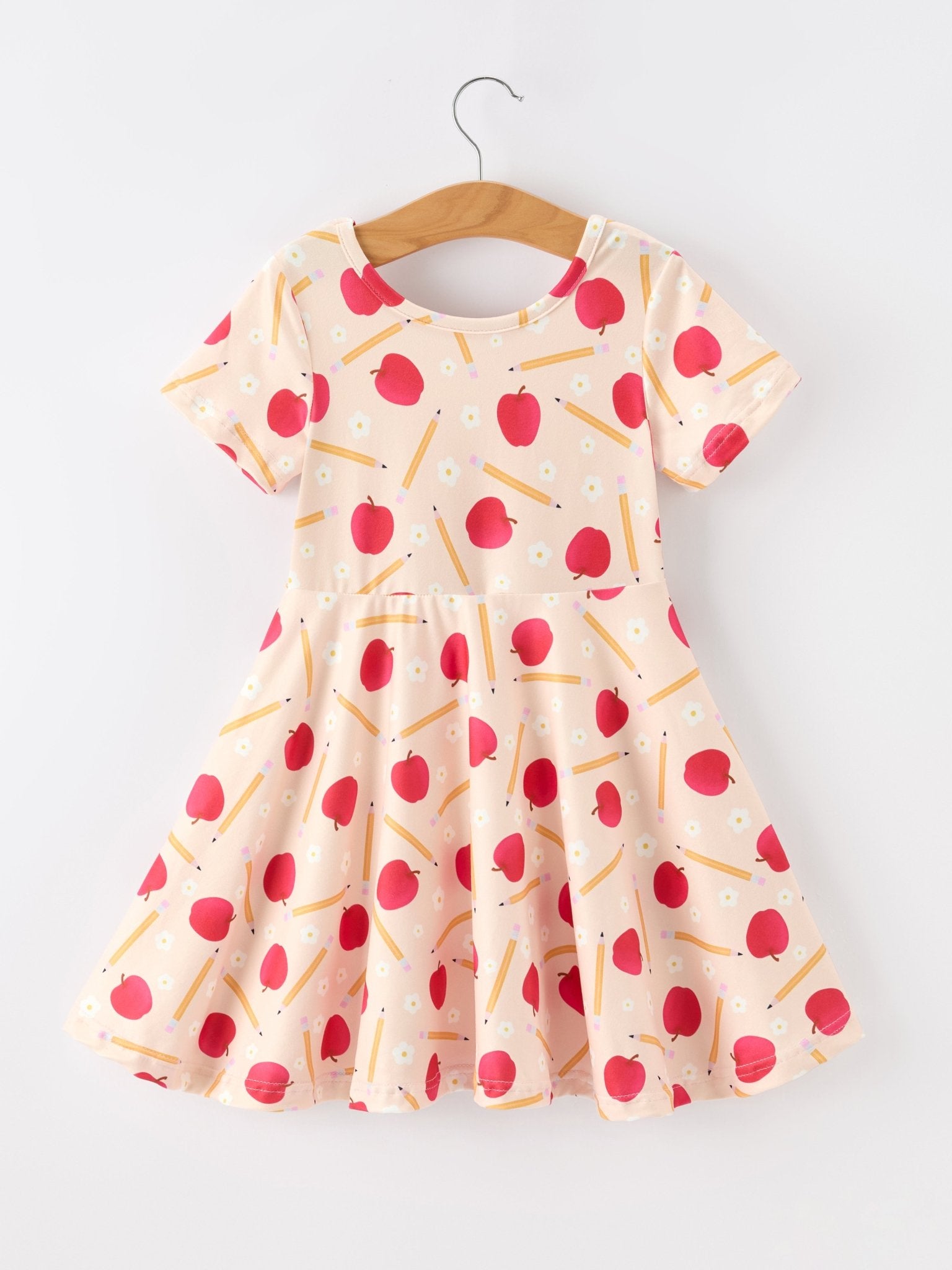 Girls Back To School Apple Pencil Twirl Dress - Abbies Place