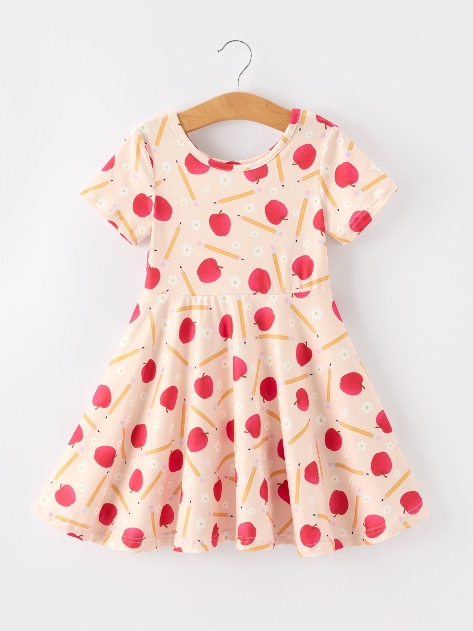 Girls Back To School Apple Pencil Twirl Dress - Abbies Place