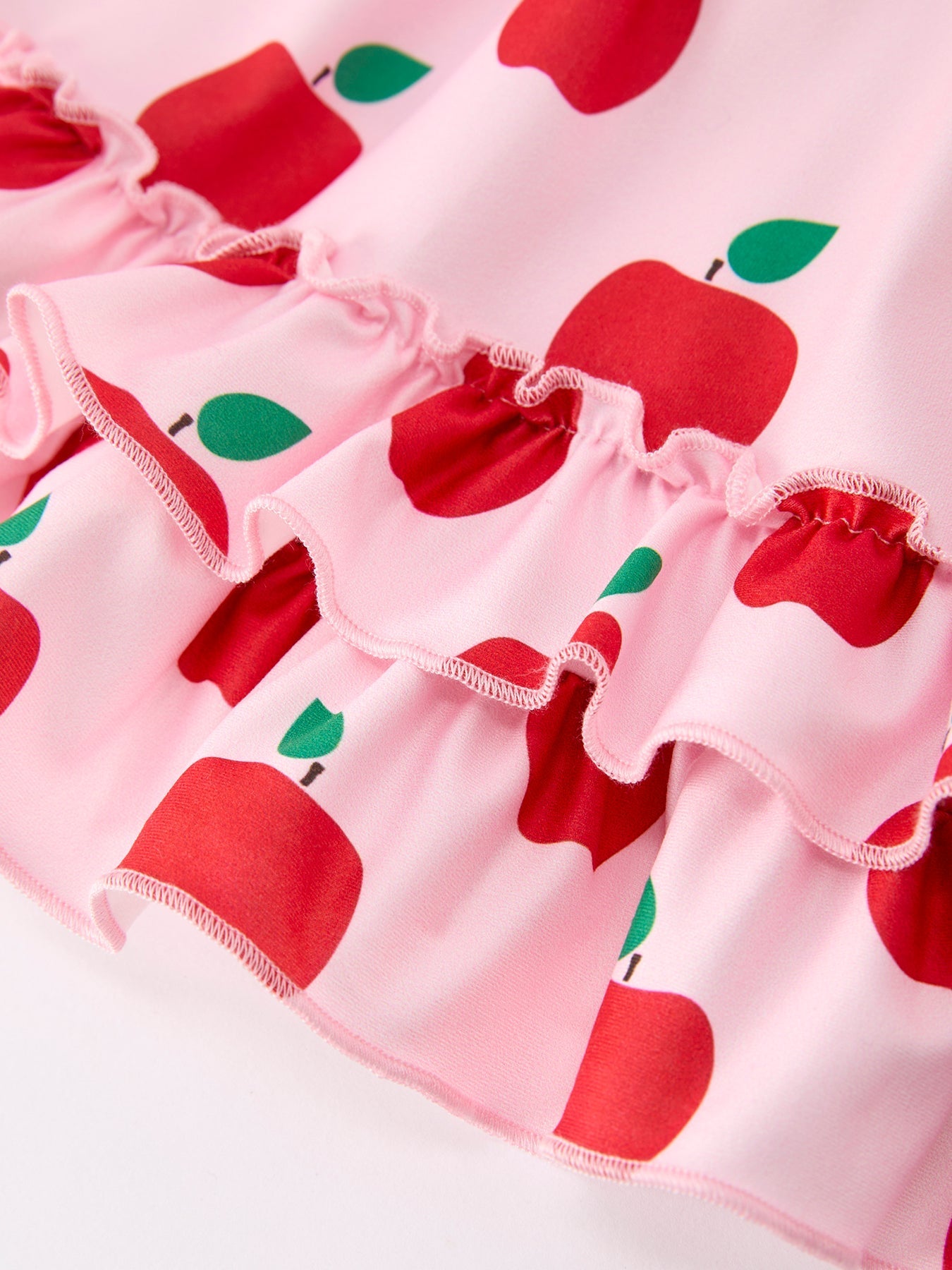Girls Back To School Apple Twirl Dress Ruffle Flutter Sleeve - Abbies Place