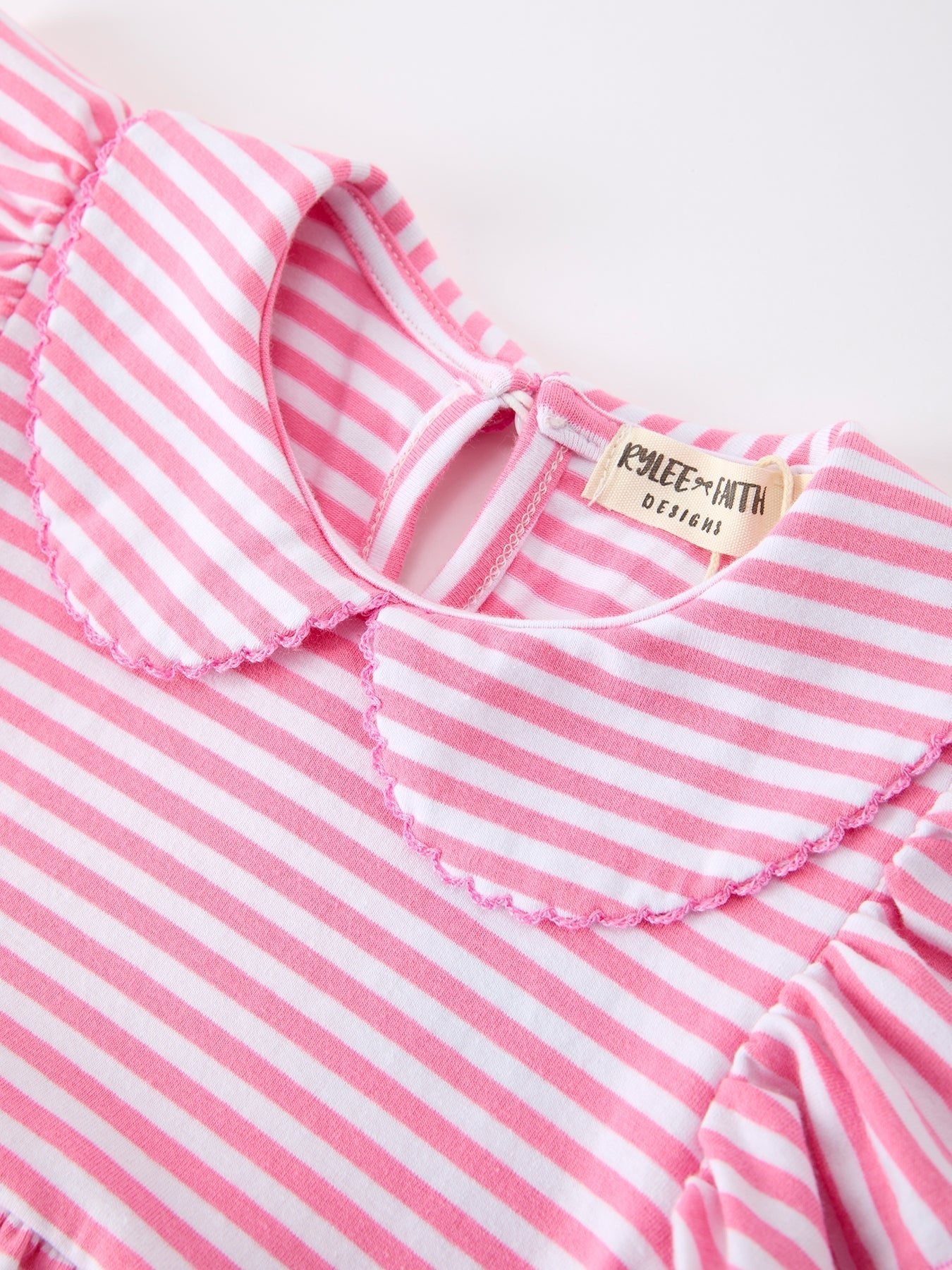 Girls Back To School Bow Pencil Twirl Dress Ruffle Petal Collar Applique - Abbies Place