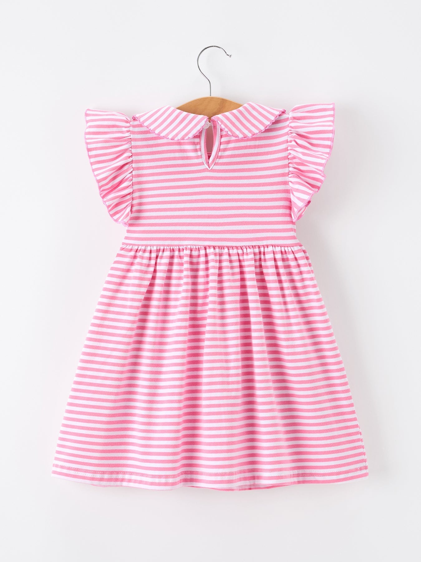 Girls Back To School Bow Pencil Twirl Dress Ruffle Petal Collar Applique - Abbies Place