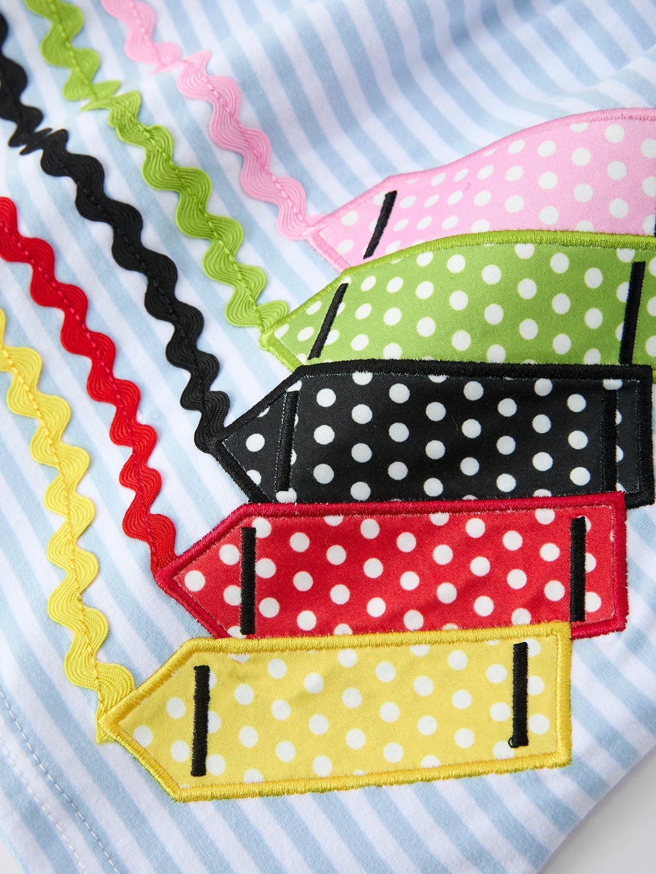 Girls Back To School Crayon Dress Ruffle Petal Collar Applique - Abbies Place