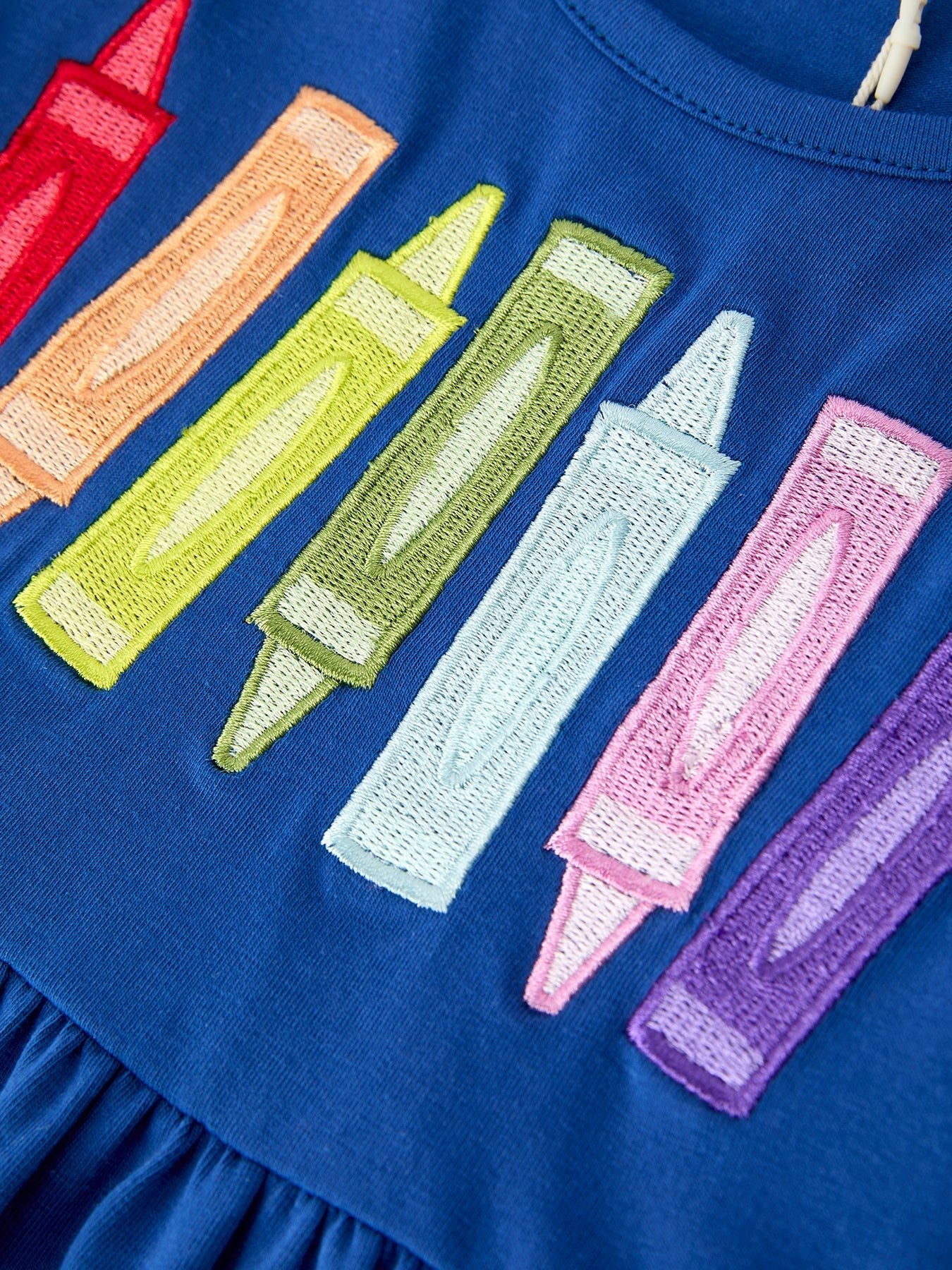Girls Back To School Crayon Twirl Dress Ruffle Applique - Abbies Place