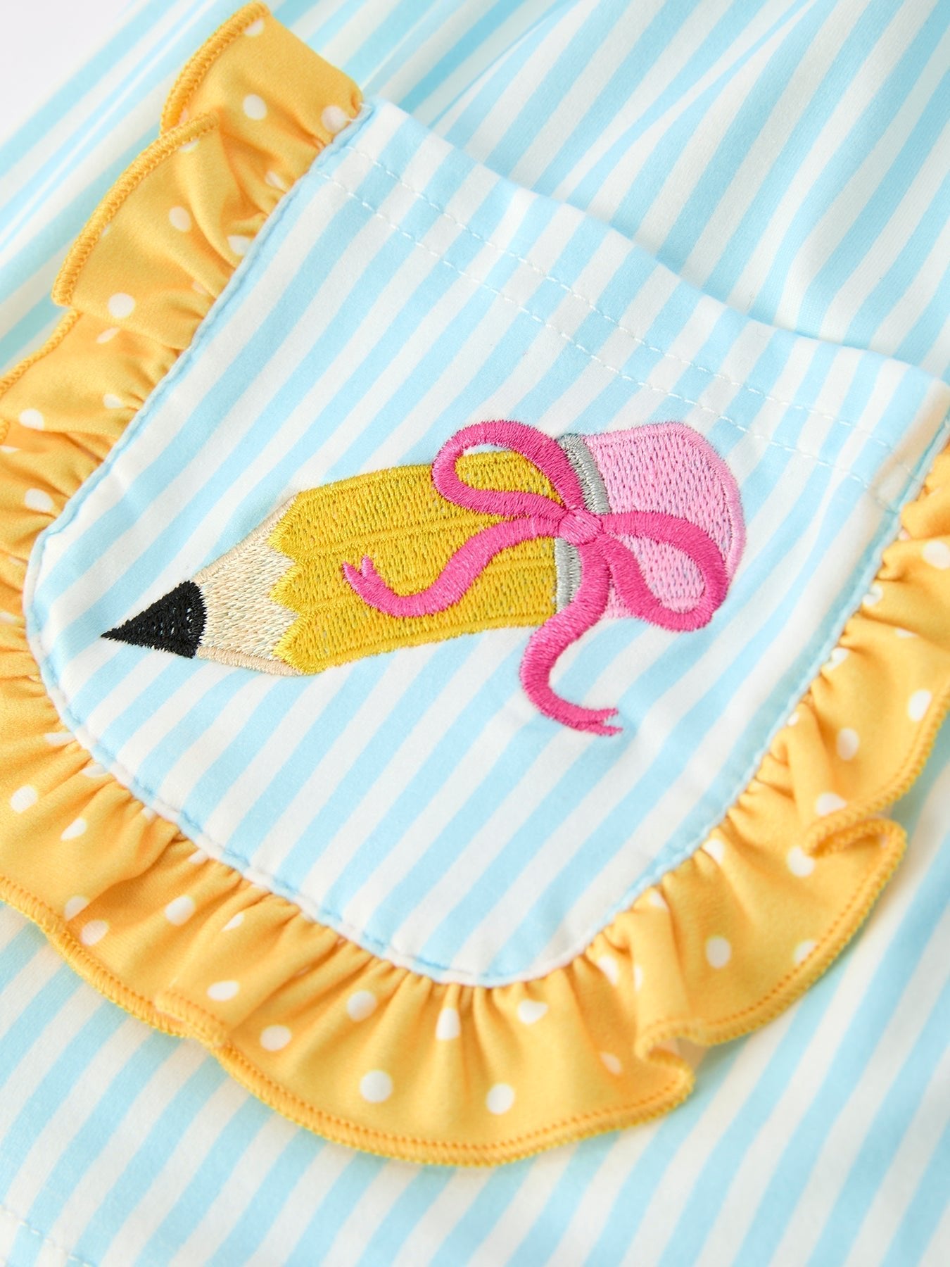 Girls Back To School Pencil Applique Top Leggings Set Pockets - Abbies Place