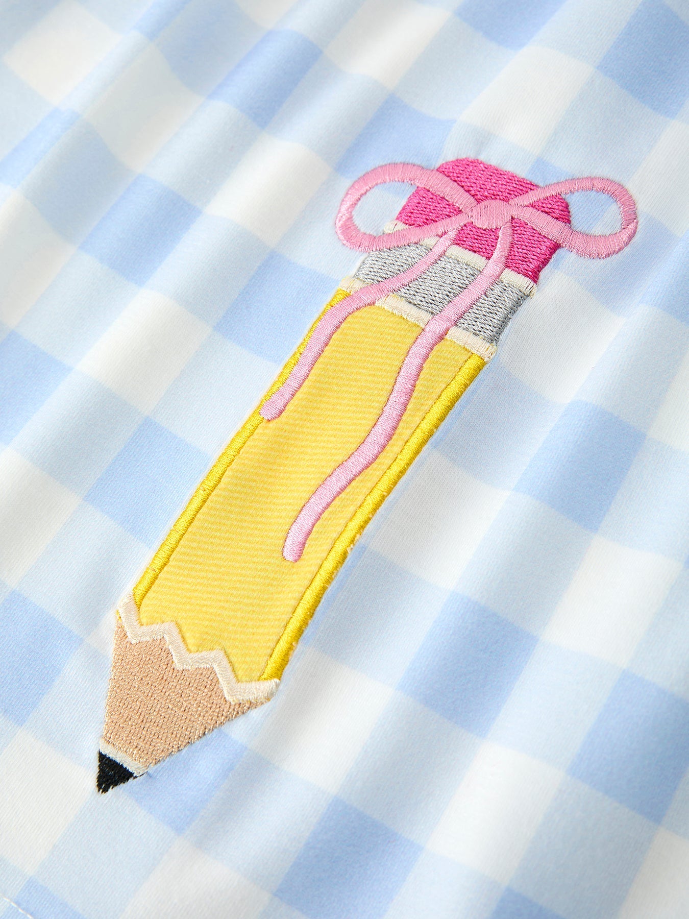 Girls Back To School Pencil Plaid Dress Bow Applique Smocked - Abbies Place
