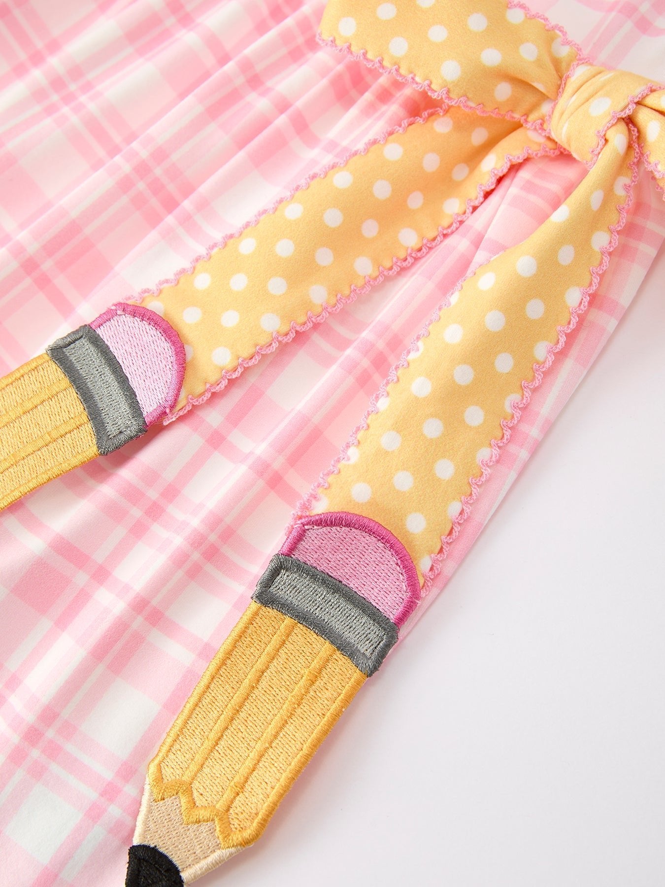 Girls Back To School Pencil Plaid Twirl Dress Bow Petals Collar - Abbies Place