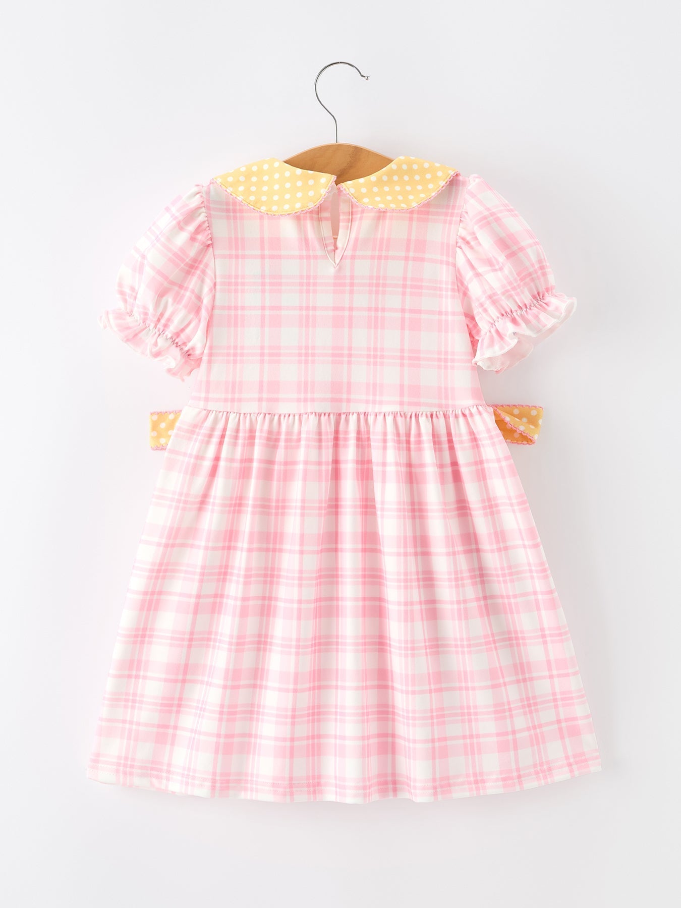 Girls Back To School Pencil Plaid Twirl Dress Bow Petals Collar - Abbies Place