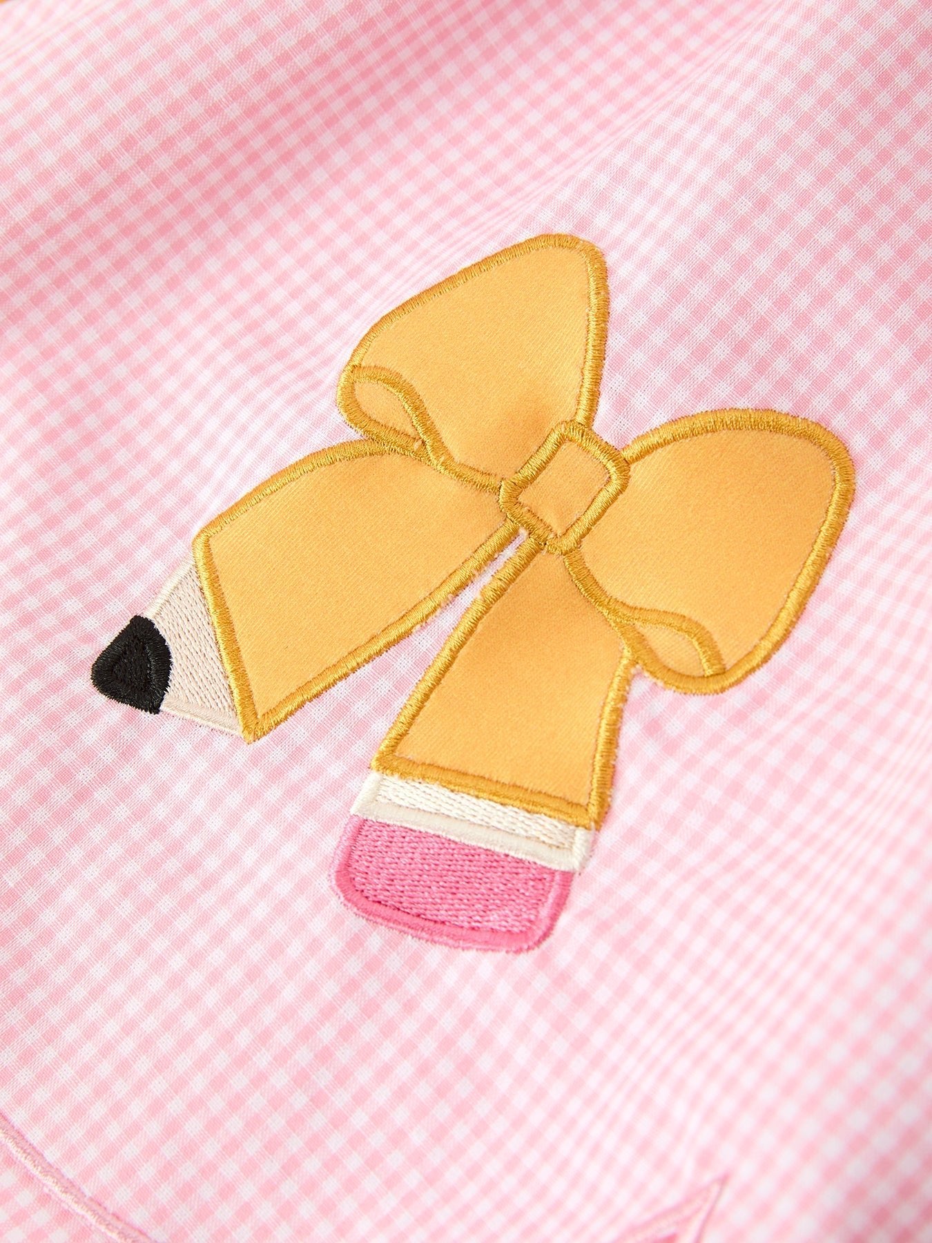 Girls Back To School Pencil Twirl Dress Bow Applique Smocked - Abbies Place