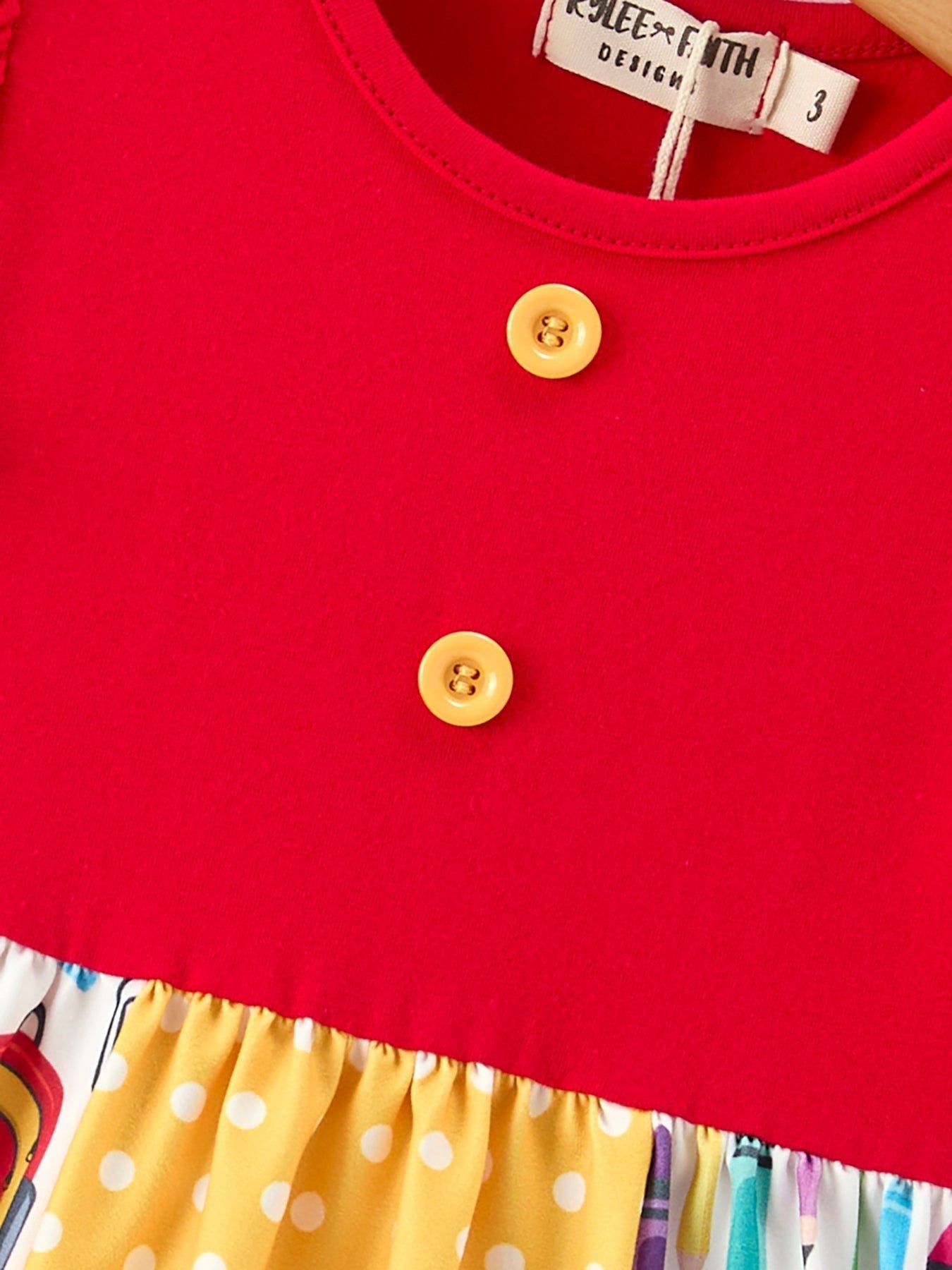 Girls Back To School Pencil Twirl Dress Ruffle Patchwork - Abbies Place