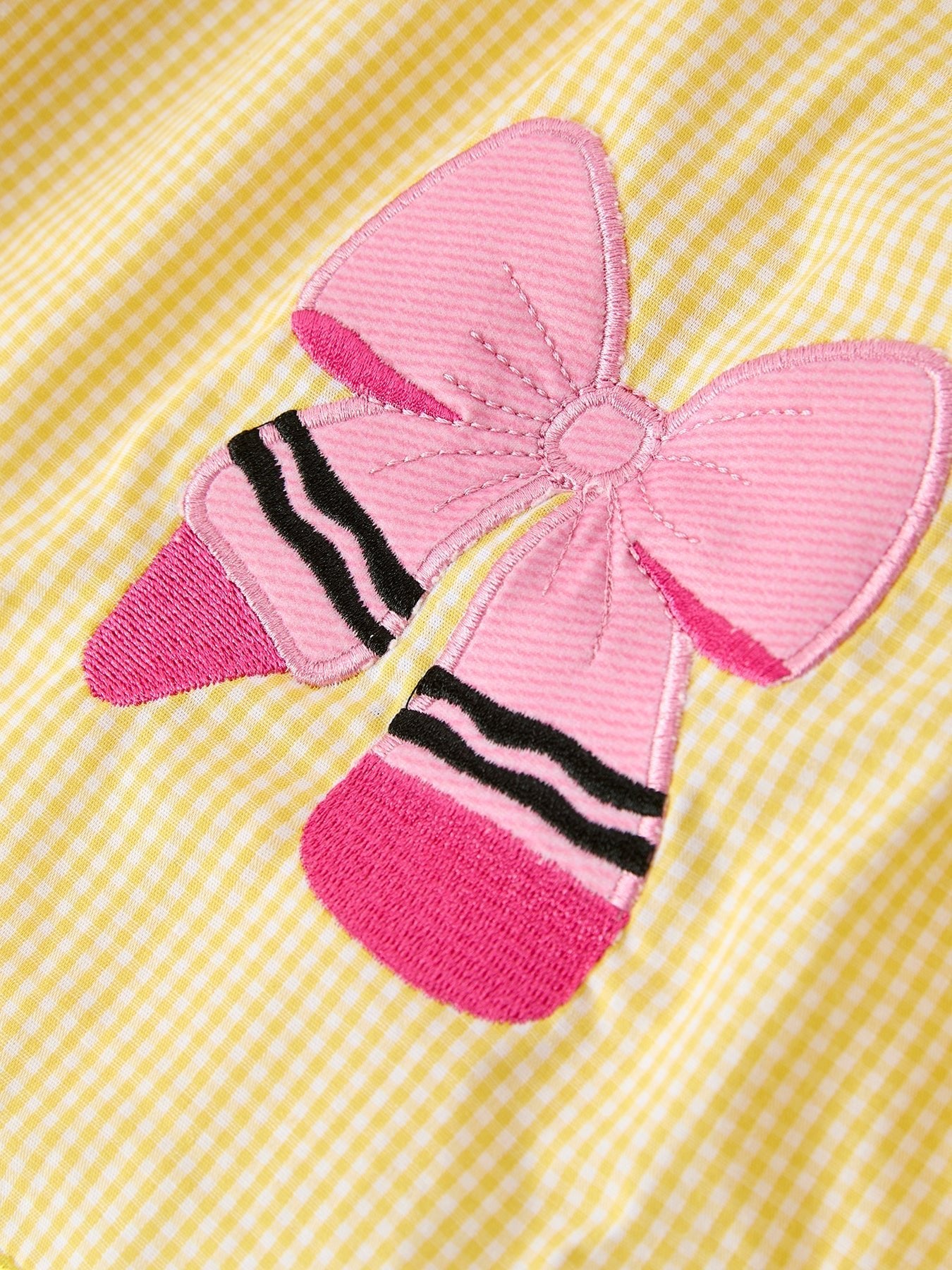 Girls Back To School Pencil Twirl Yellow Dress Bow Applique Smocked - Abbies Place