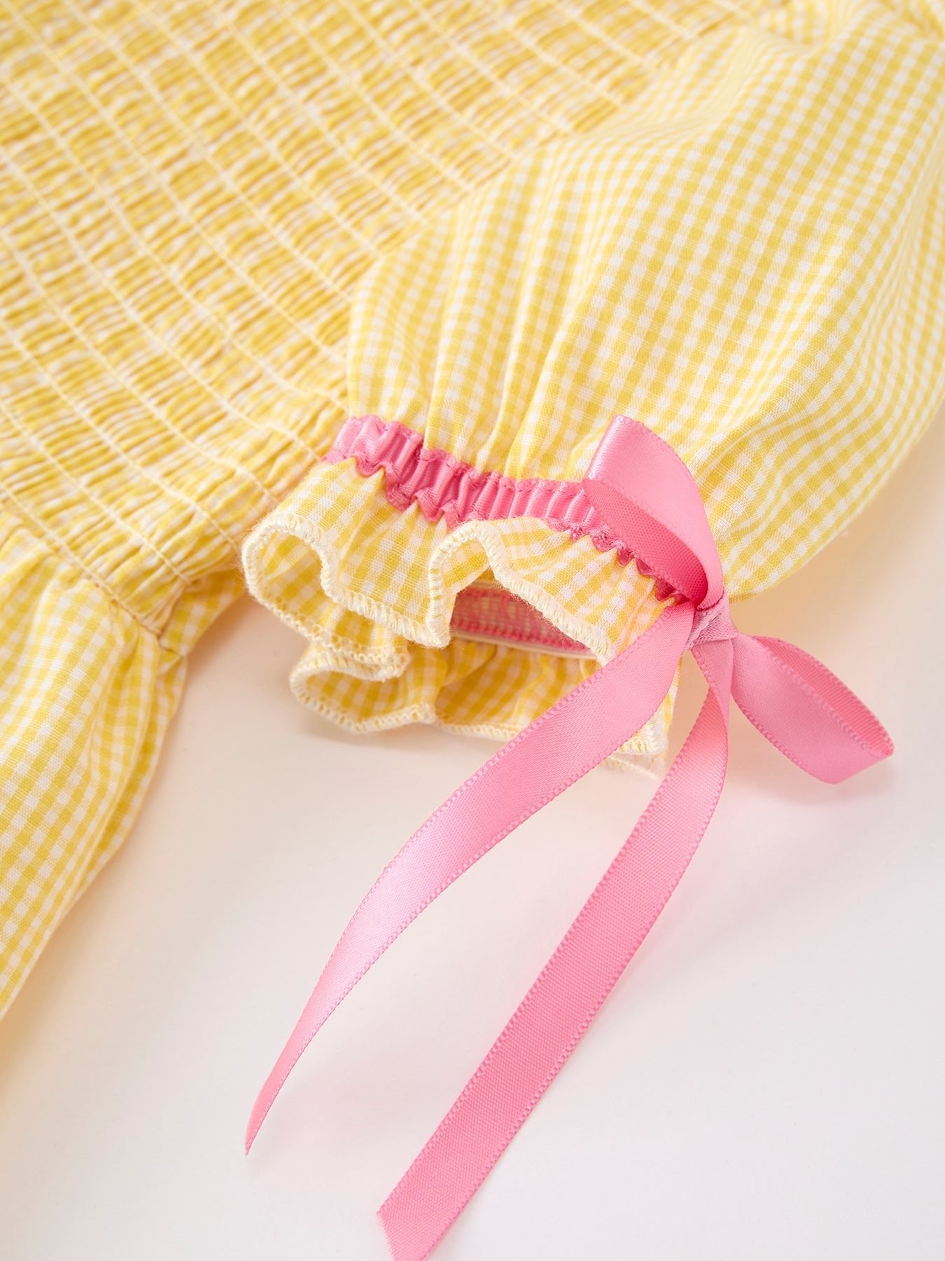 Girls Back To School Pencil Twirl Yellow Dress Bow Applique Smocked - Abbies Place