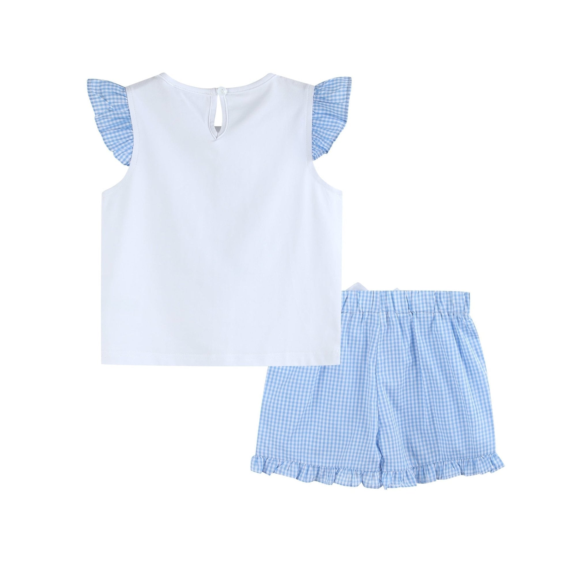 Girls Light Blue Gingham Golf Tee and Shorts 2pc Set - Abbies Place