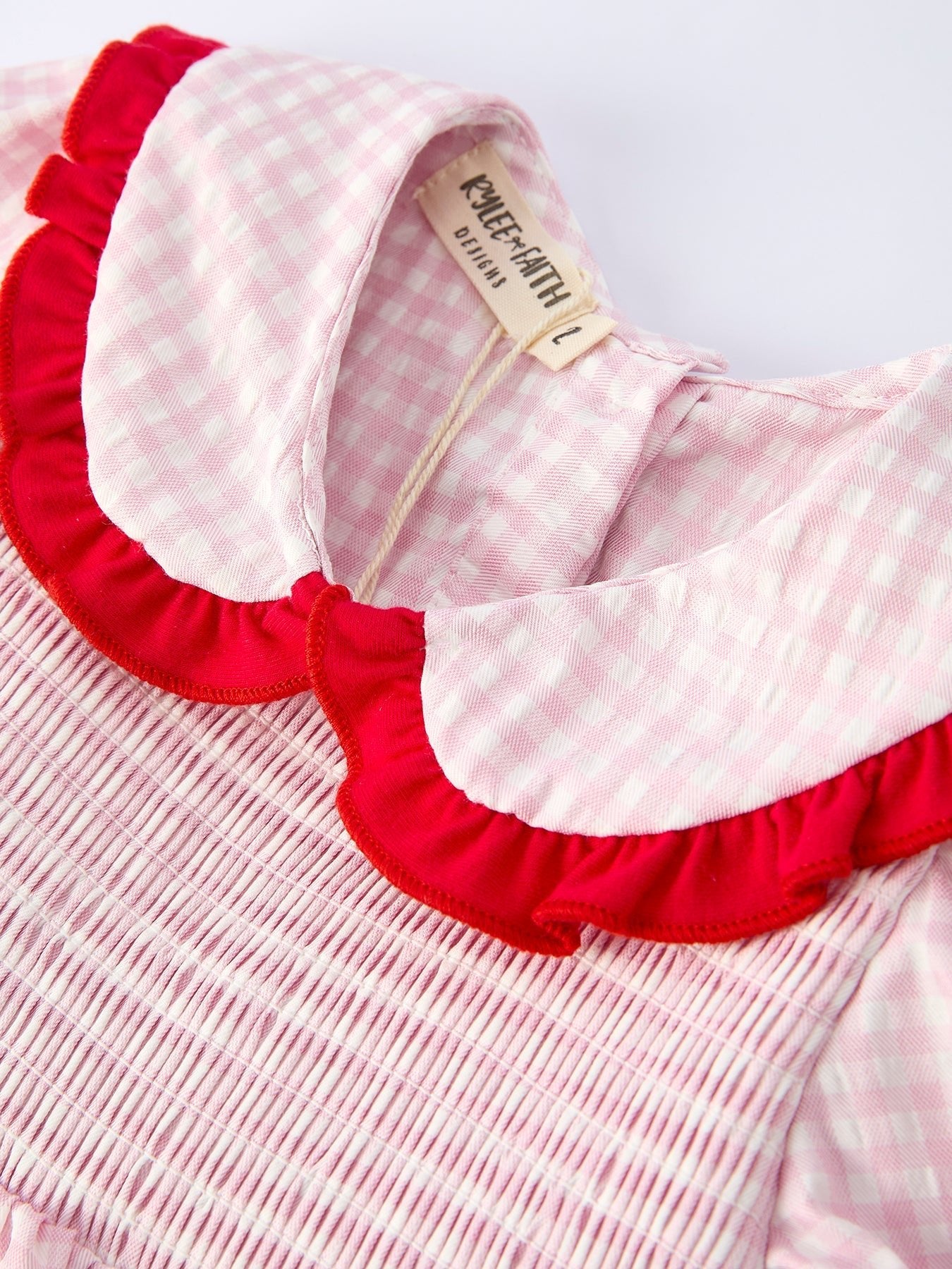 Girls' Plaid Smocked Strawberry Applique Dress - Abbies Place
