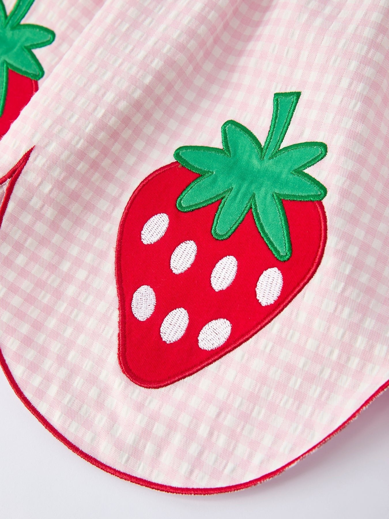 Girls' Plaid Smocked Strawberry Applique Dress - Abbies Place