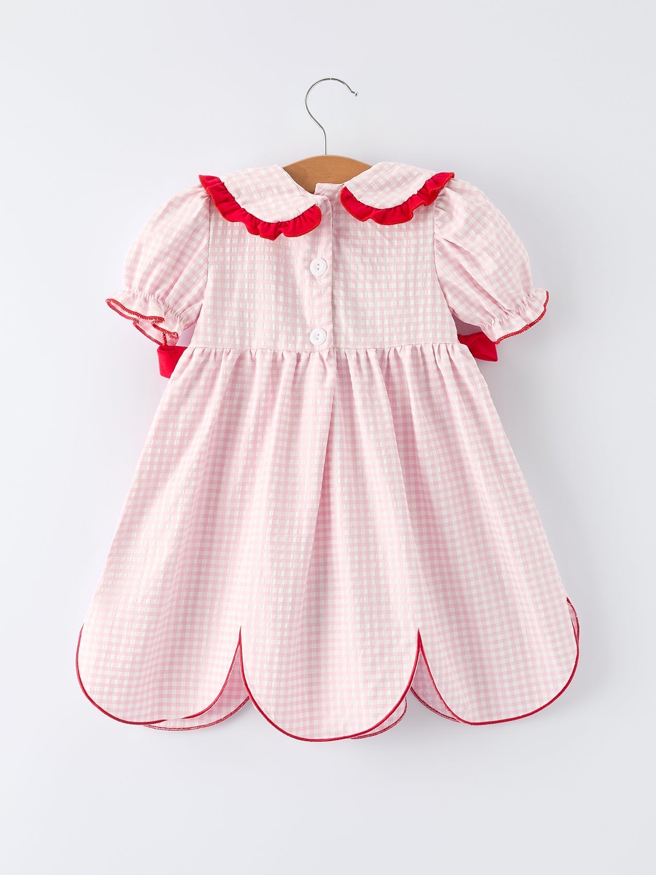Girls' Plaid Smocked Strawberry Applique Dress - Abbies Place