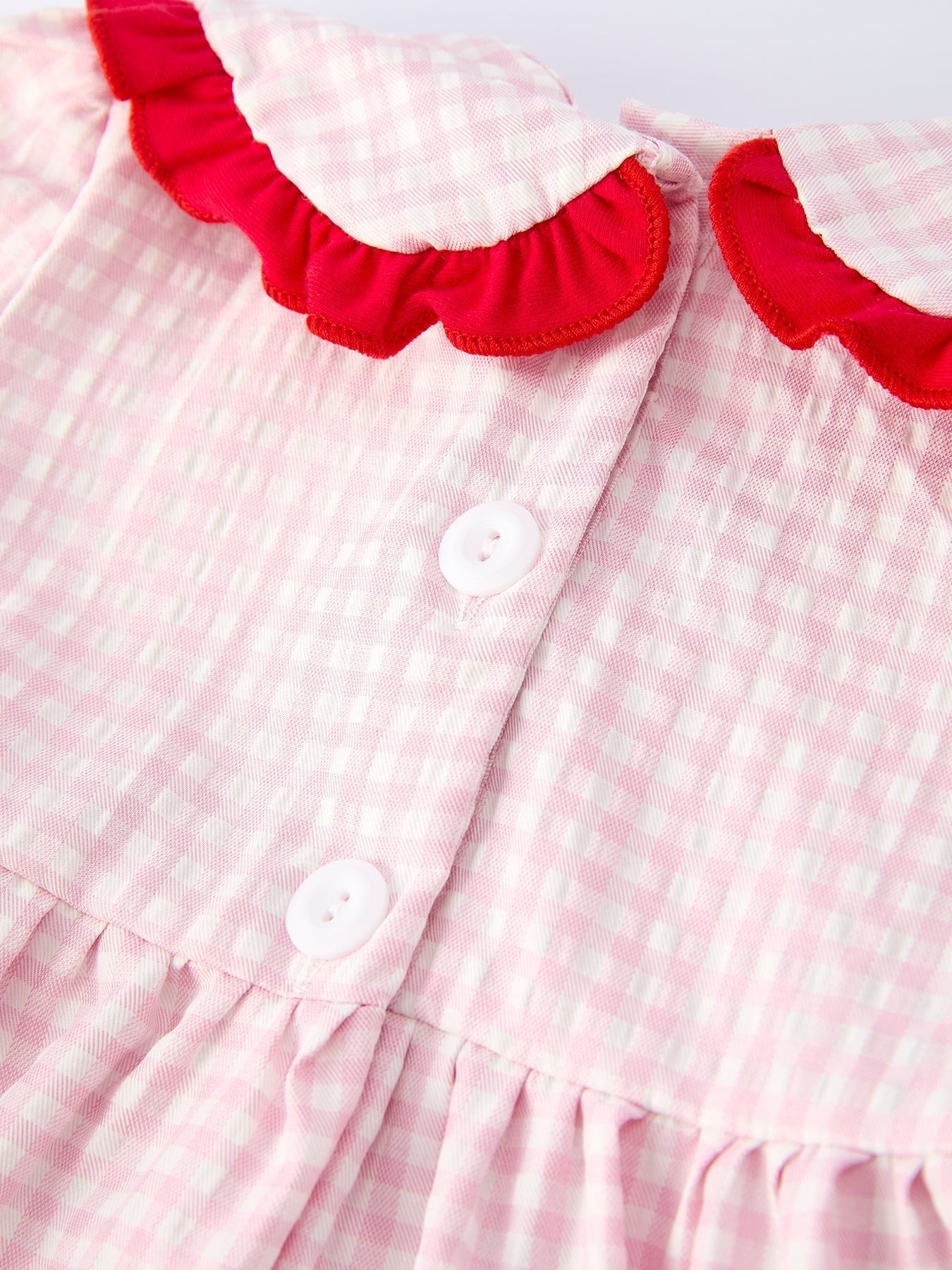 Girls' Plaid Smocked Strawberry Applique Dress - Abbies Place