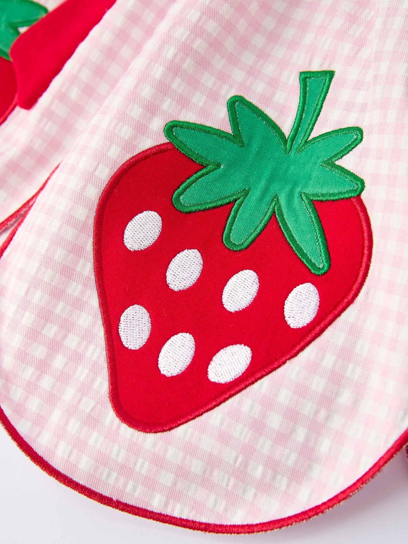 Girls' Plaid Smocked Strawberry Applique Shorts Set - Abbies Place