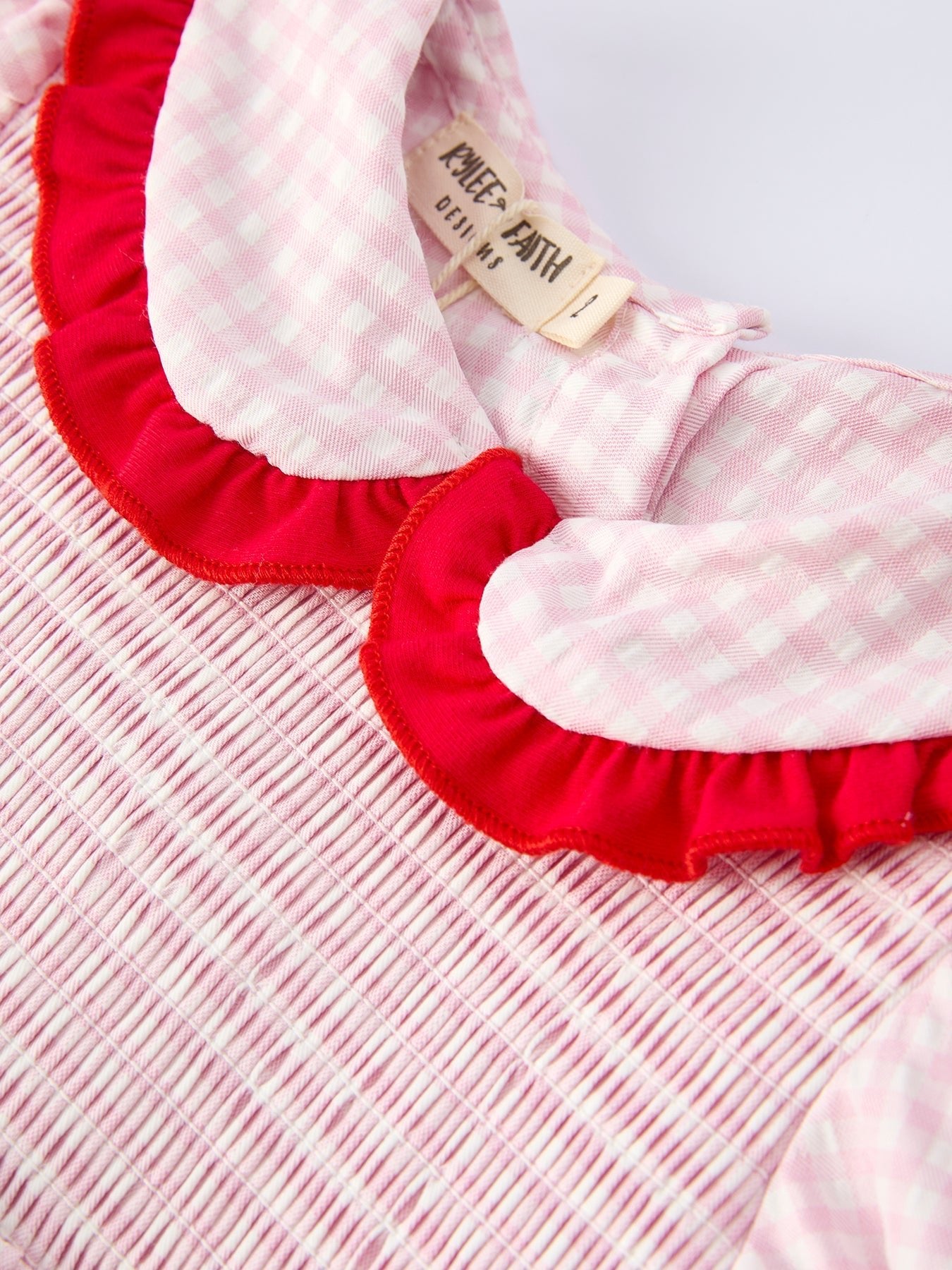 Girls' Plaid Smocked Strawberry Applique Shorts Set - Abbies Place