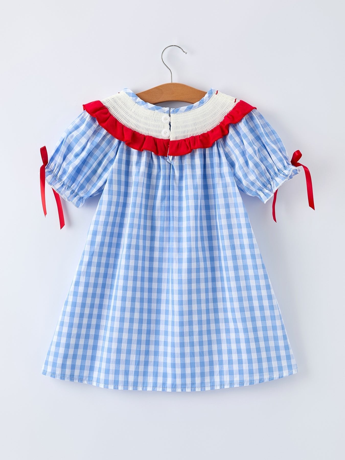 Girls Summer Strawberry Bow Embroidered Smocked Dress - Abbies Place