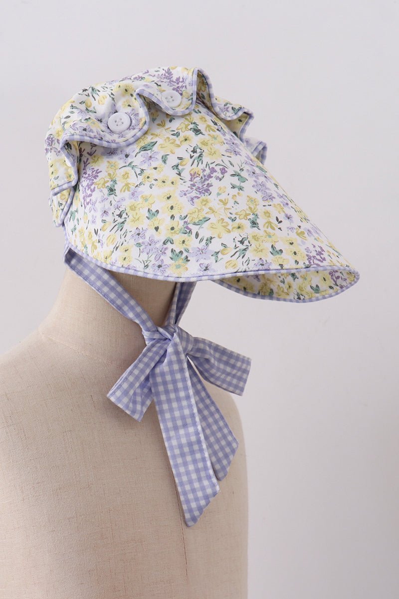 Golden meadow floral ruffle bow bonnet - Abbies Place