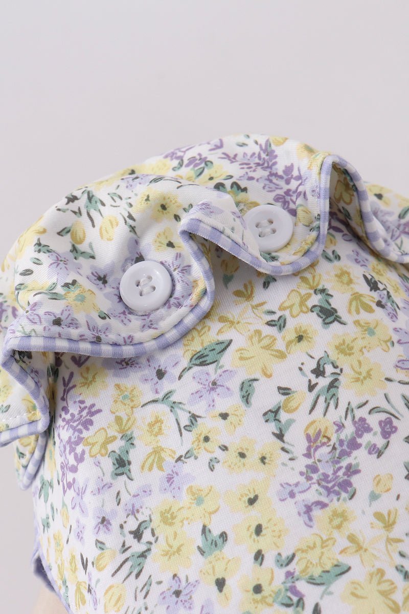 Golden meadow floral ruffle bow bonnet - Abbies Place