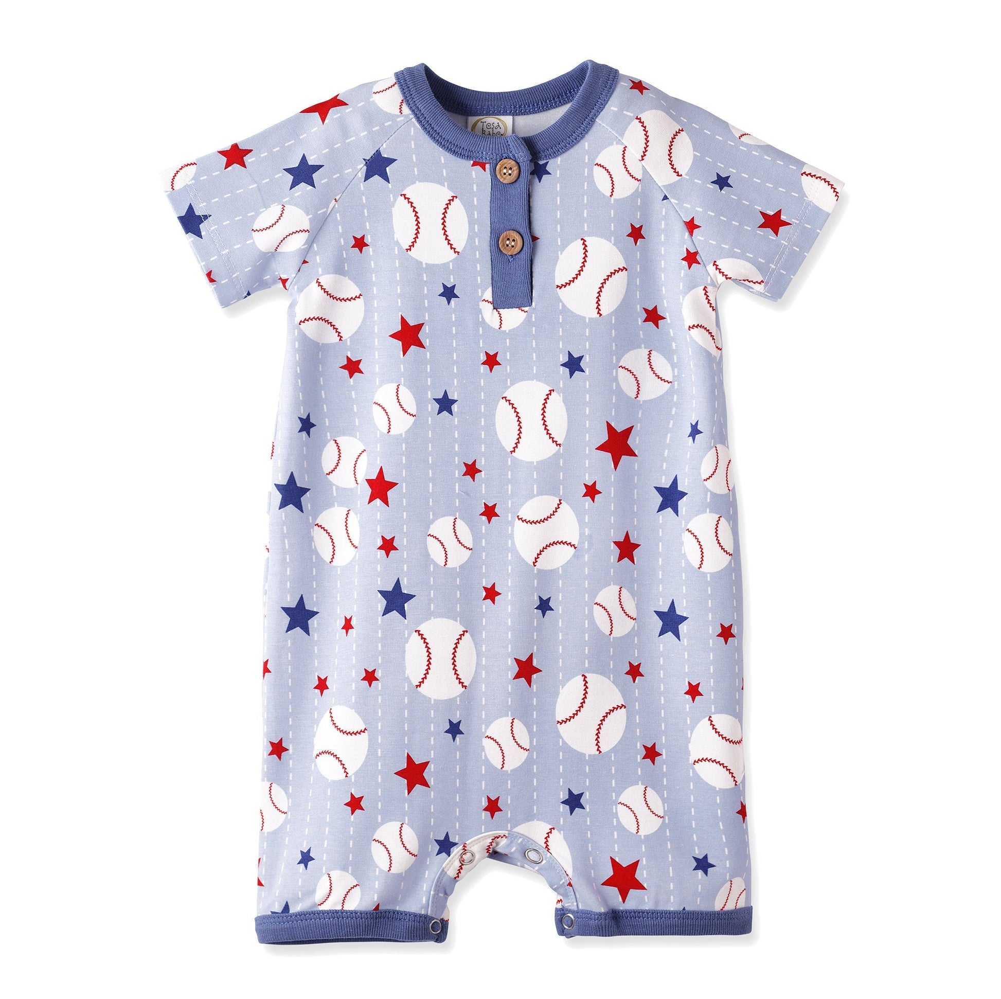Grand Slam Baseball Bamboo Shorty Romper for Baby Boys - Abbies Place