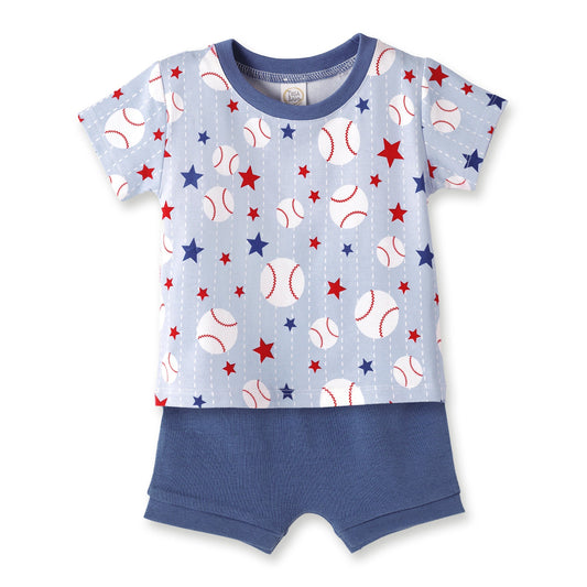 Grand Slam Baseball Bamboo Tee & Cotton Shorts Set for Boys - Abbies Place