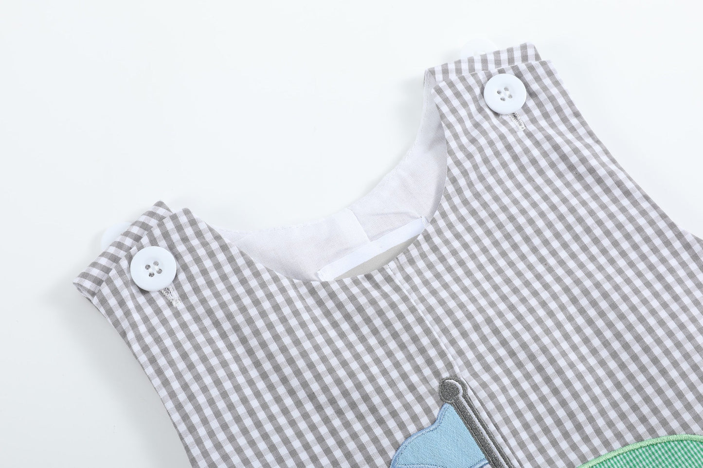 Gray Gingham Golf Shortalls - Abbies Place